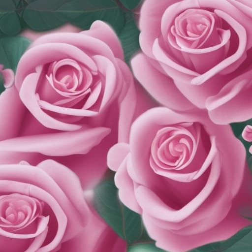 Detailed Matte Painting of Pink Roses