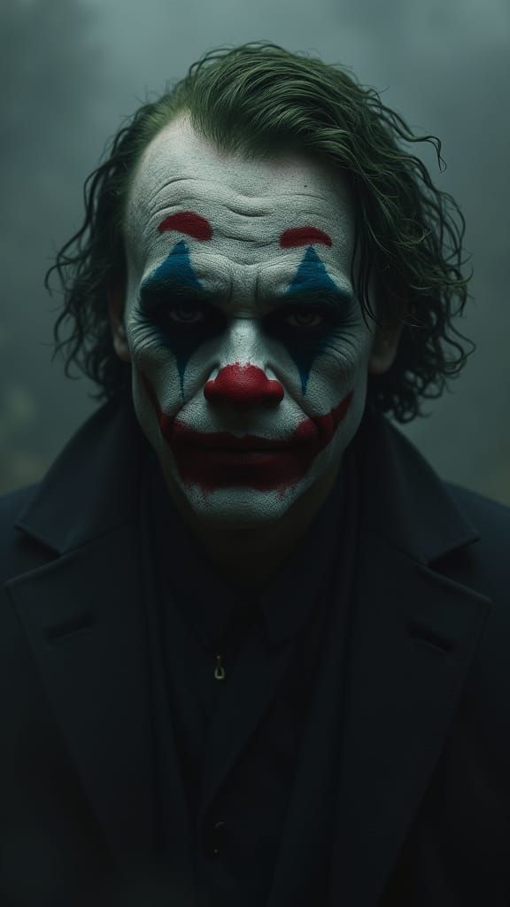 Glowing Joker Face in Dark Horror Art