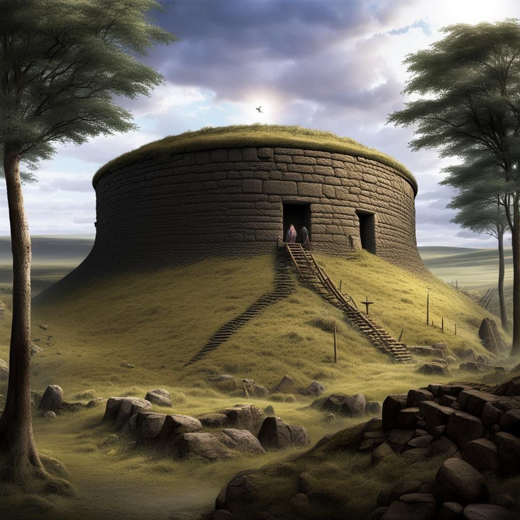8th Millennium BC Round-House Construction: Detailed Matte P...