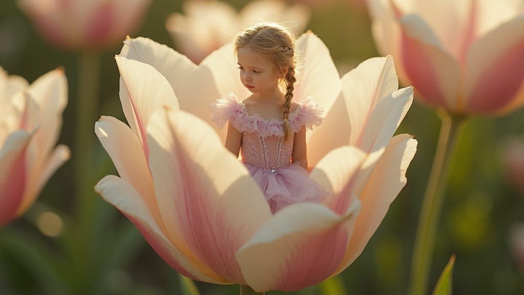 Ethereal Princess in a Floral Throne