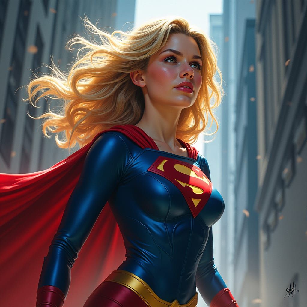 Epic Supergirl Digital Art in Comic Book Style