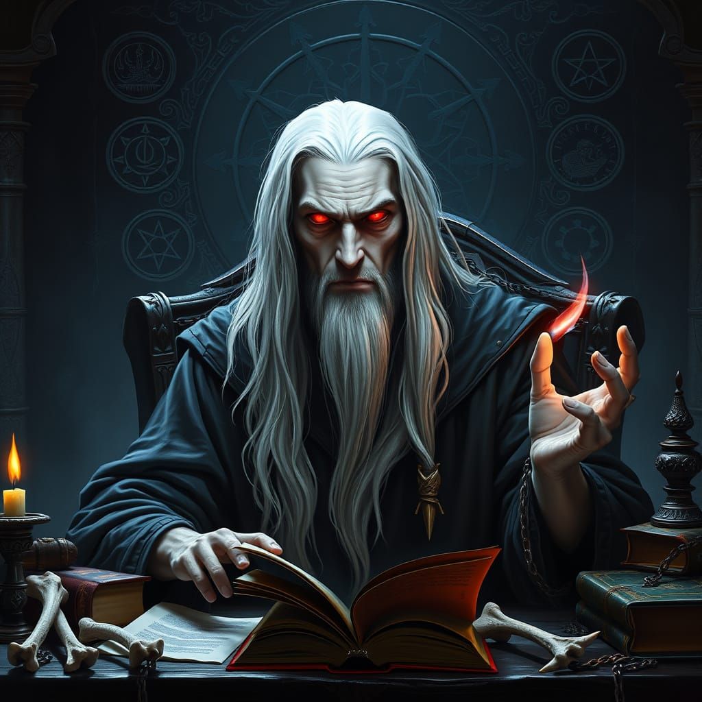 Dr. Nightmare: Pale Wizard in Gothic Fantasy Style