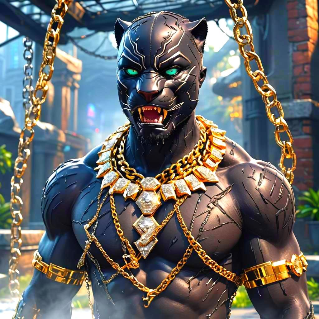 Black Panther Rapper with Grill in 3D Style