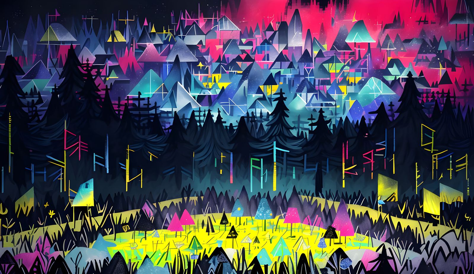 Abstract Winter Forest with Graphic Score Elements