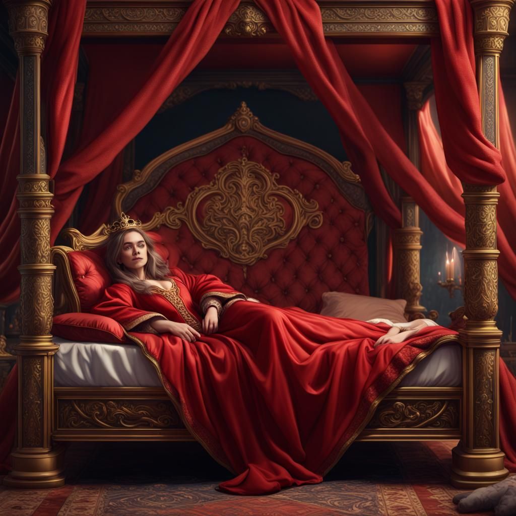 Princess in Red Robe: Fantasy Concept Art