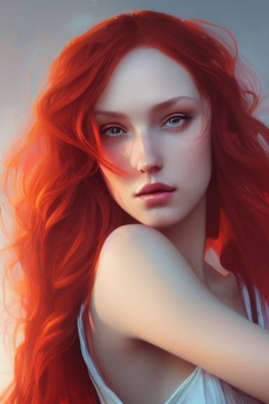 Red Hair Portrait in Hyperdetailed Digital Art Style