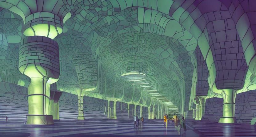 Vast Underground City with Green Spaces