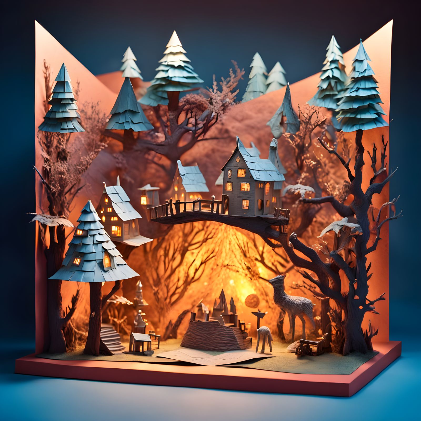 Fantasy Magic Diorama Crafted from Folded Paper