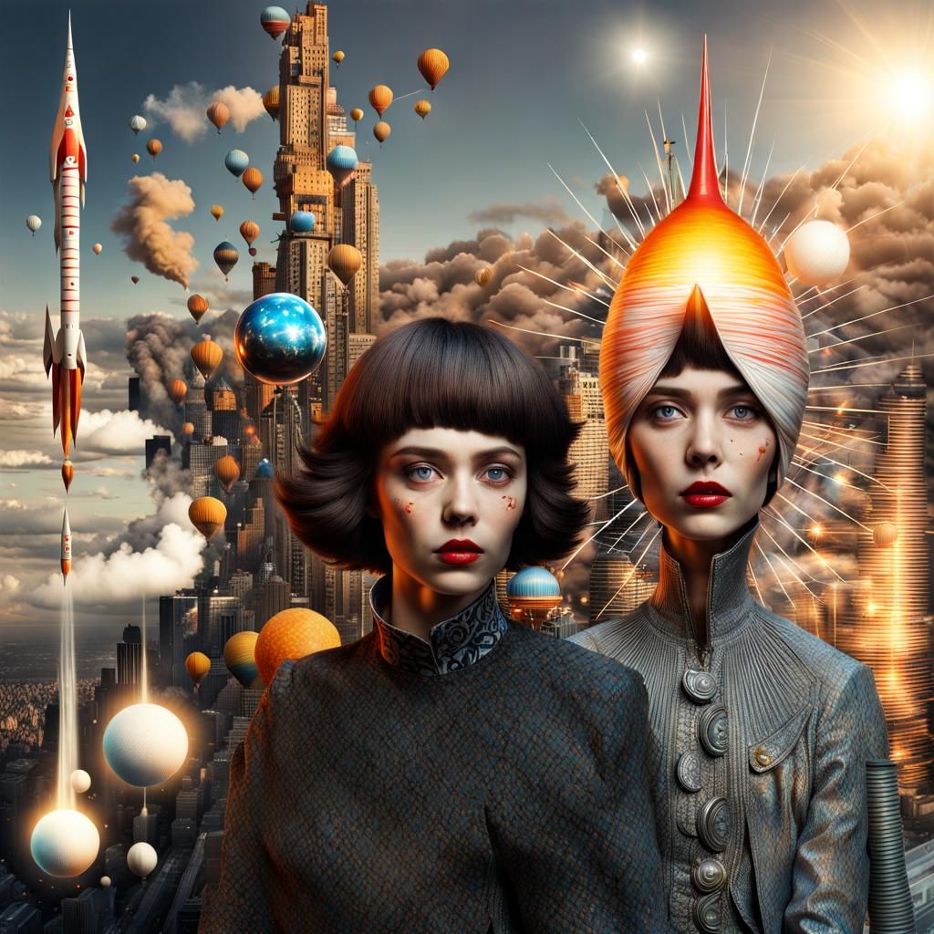 Magical Biological Rockets Rising: Surreal 3D Art