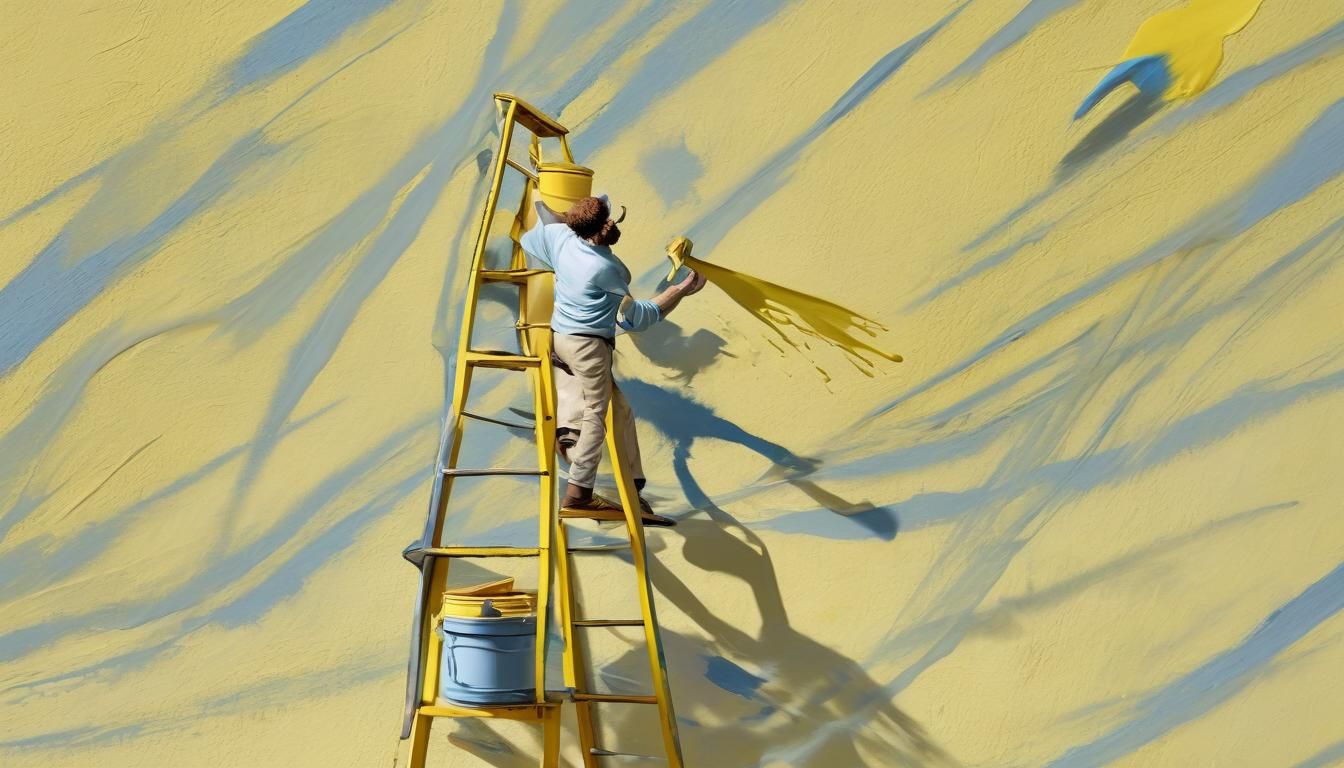 Painter's Mishap: A Cartoon in Bob Ross Style