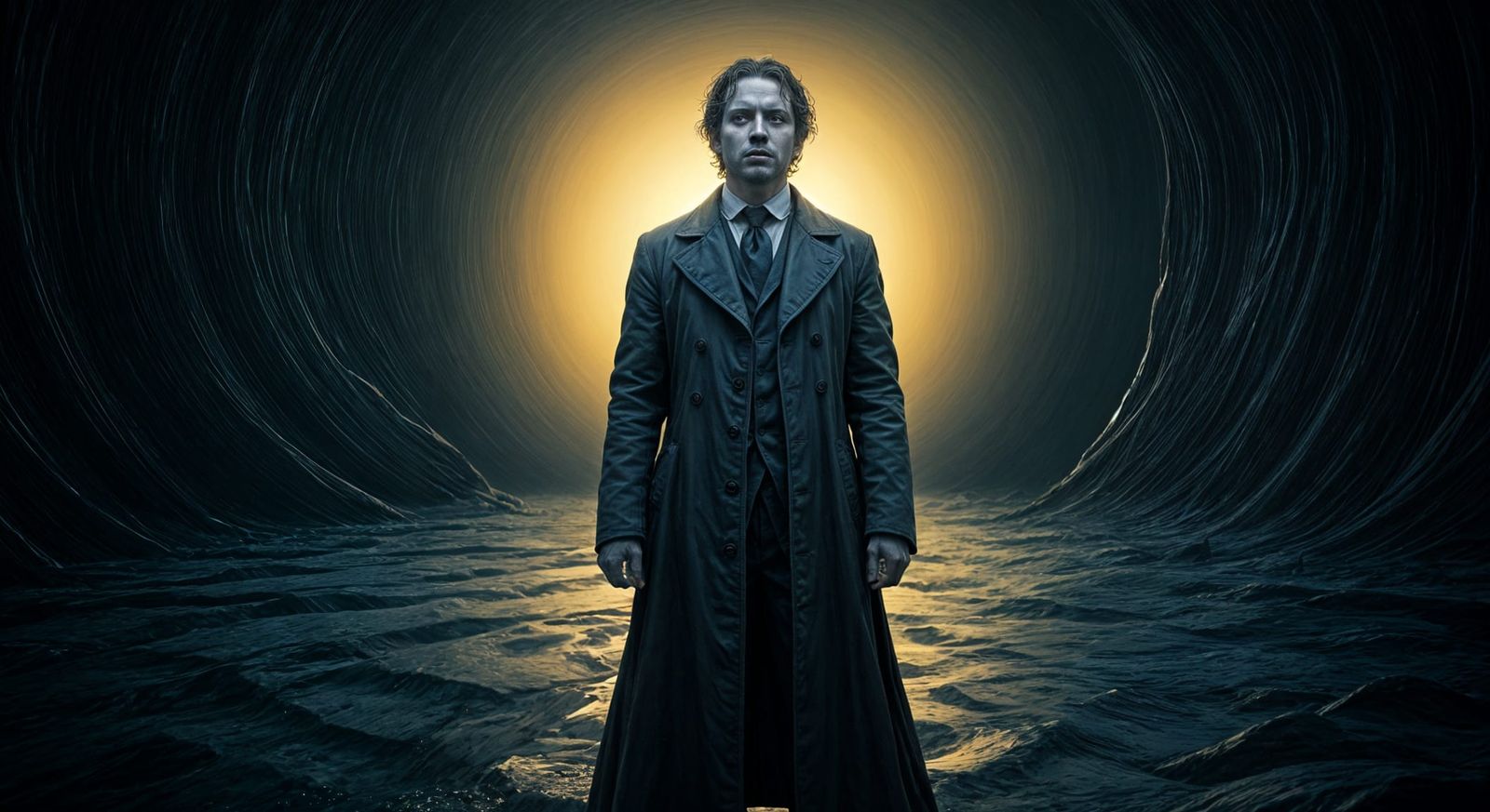 Surreal Scene in Nocturnal Lighting with Dark Shadows