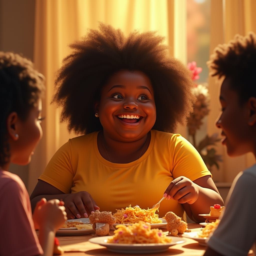 Joyful Sunday Dinner with Family and Friends in Vibrant, Exp...