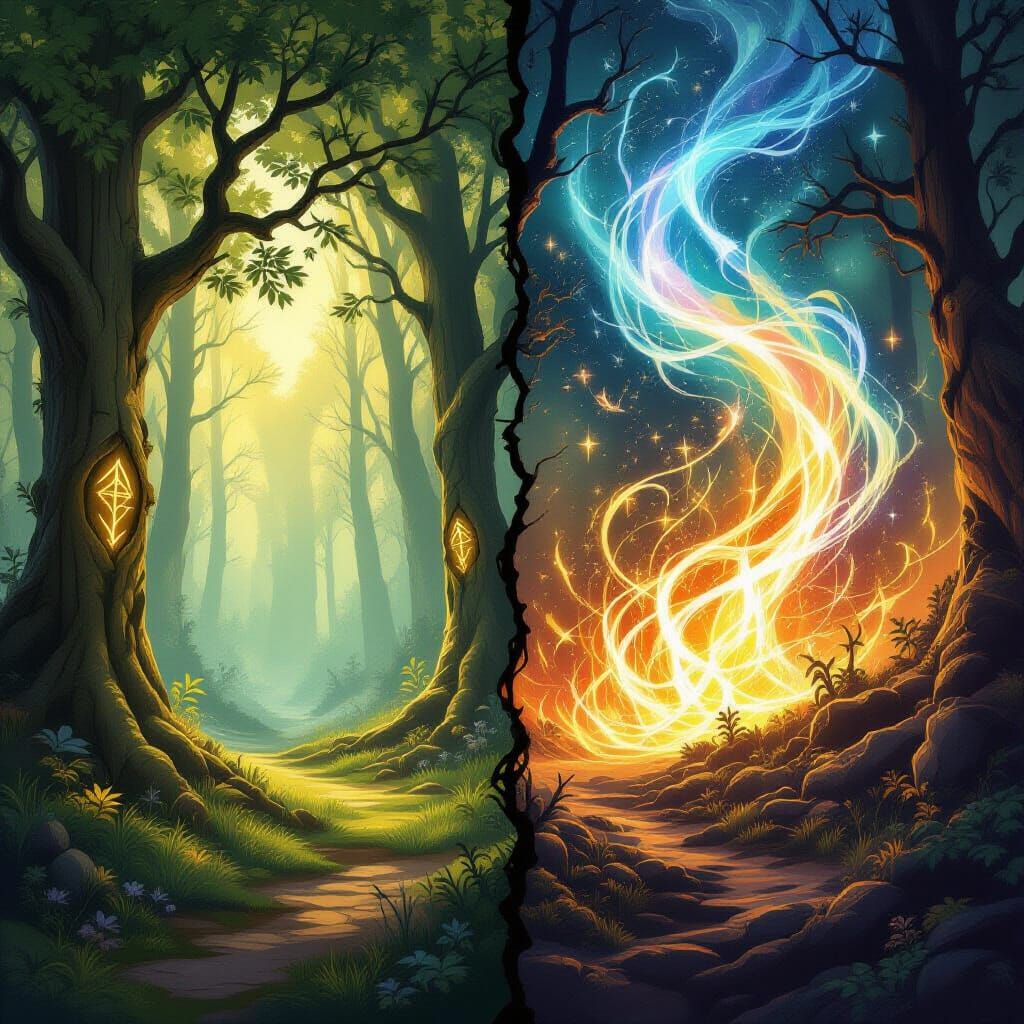 Mystical Forest Glade: Serene Magic vs. Untamed Chaos