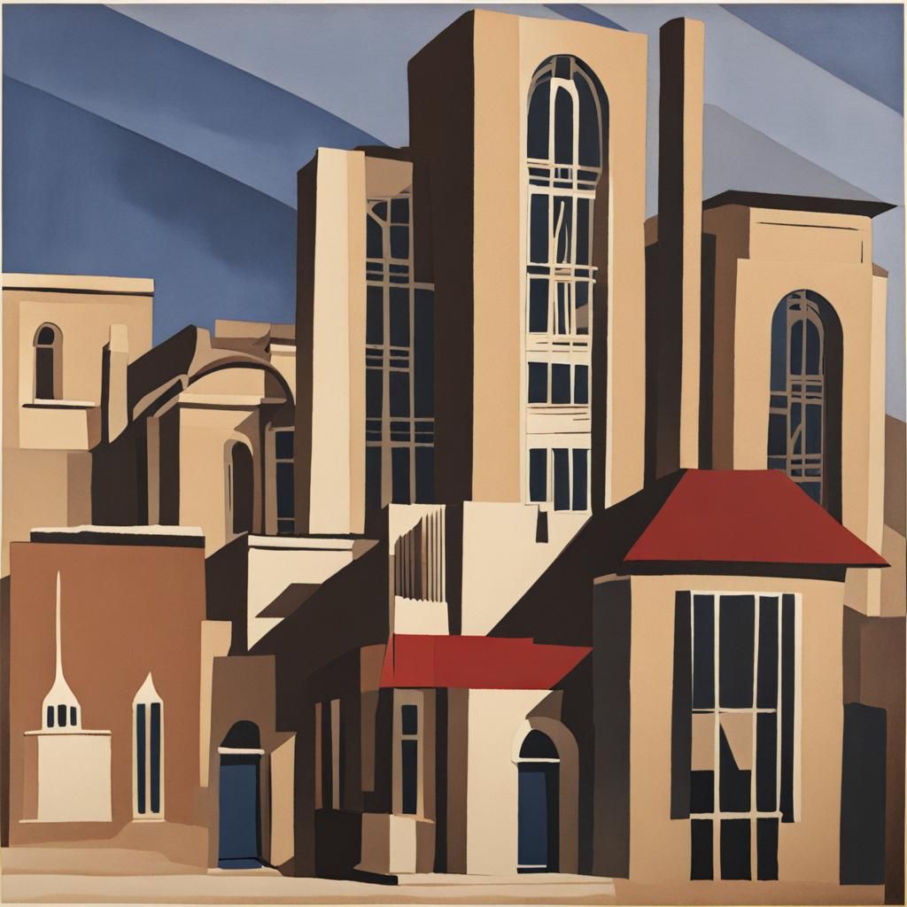 Lebanon in Precisionist Style with Red Accents