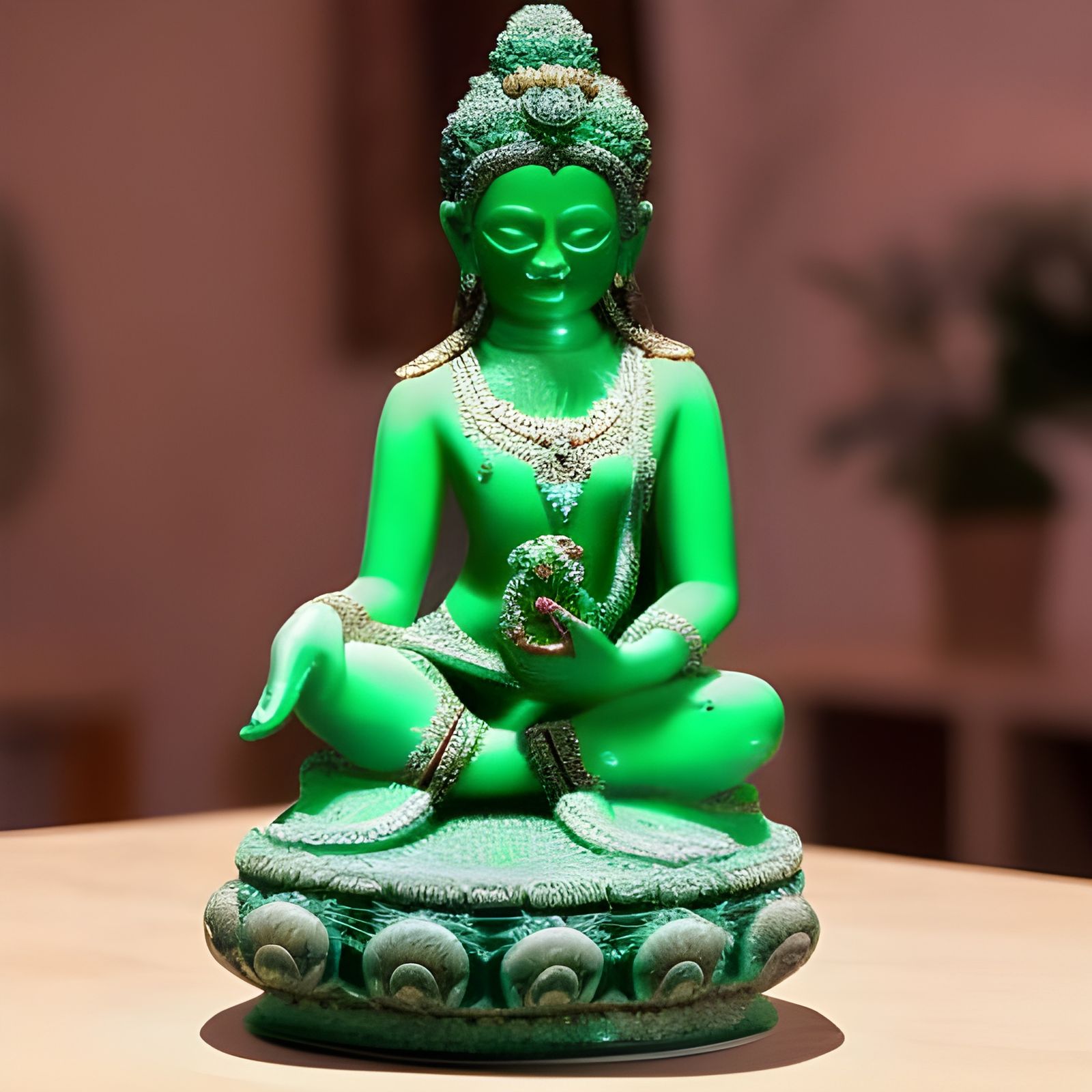 Radiant Crystal Green Tara Sculpture