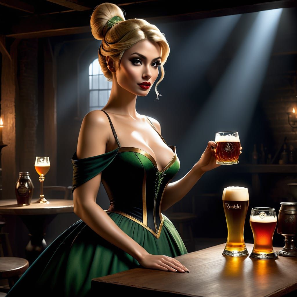 Dark Tinkerbell Enjoys Ale in Mysterious Basement