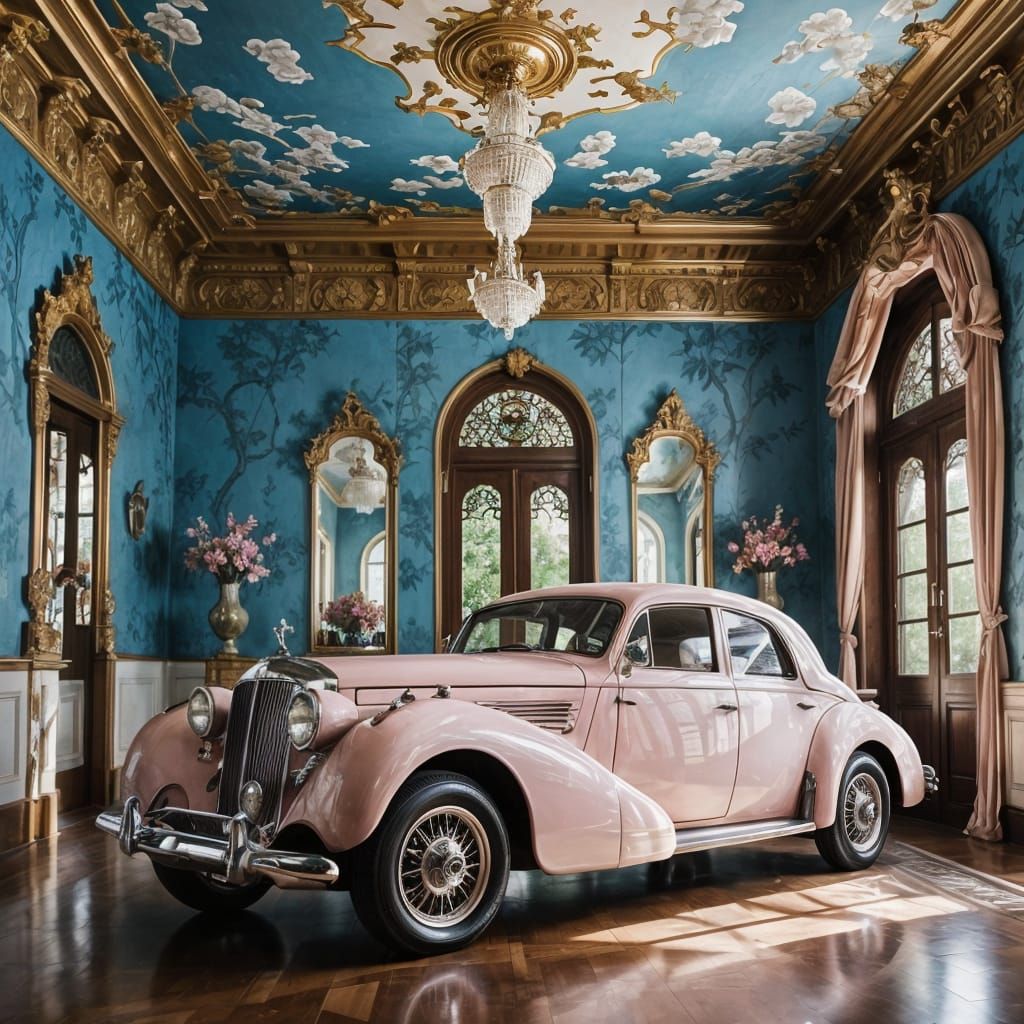 Pink Panther in Chinoiserie Fantasy Car