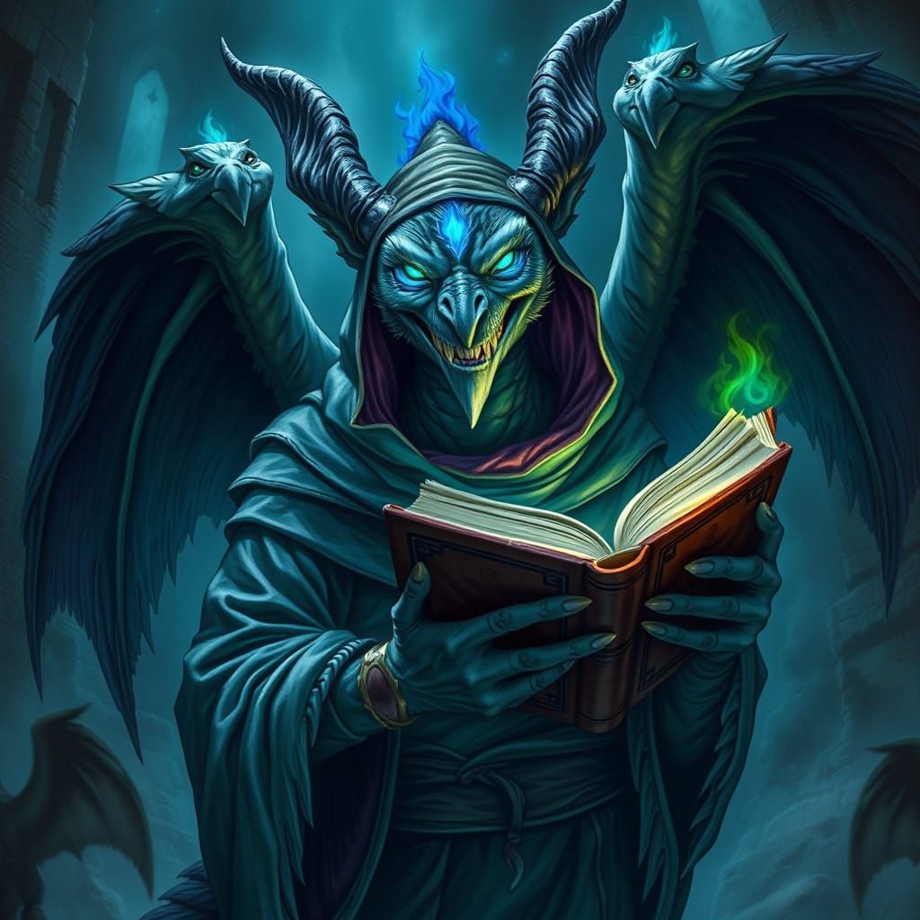 Gargoyle Necromancer in Dark Fantasy Style