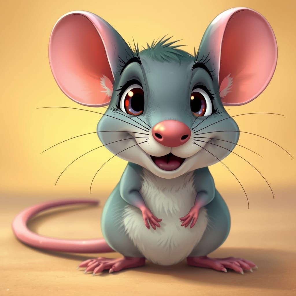 Shy Mouse in Disney Pixar Cartoon Style