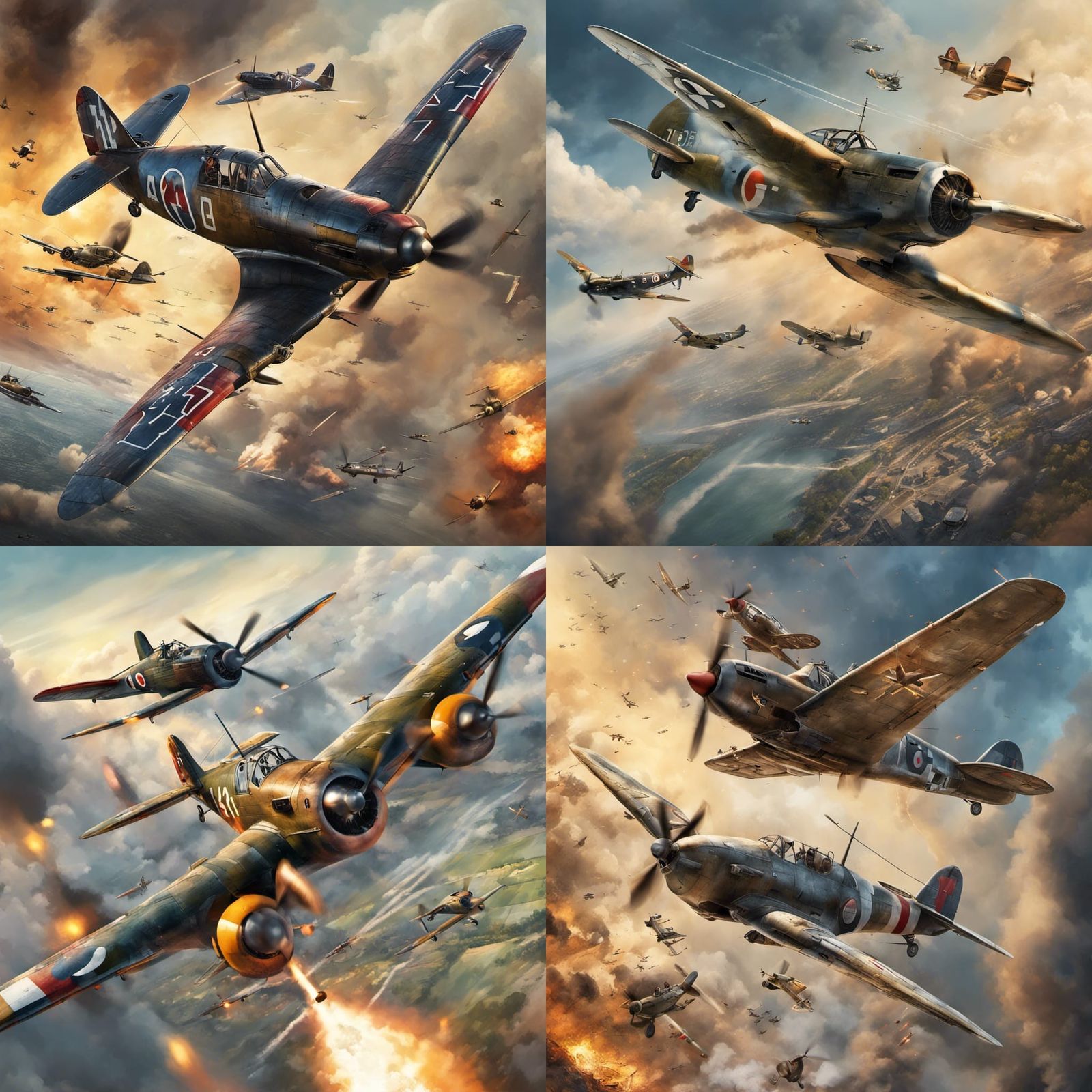 Dramatic World War II Air Battle in Hyperrealism