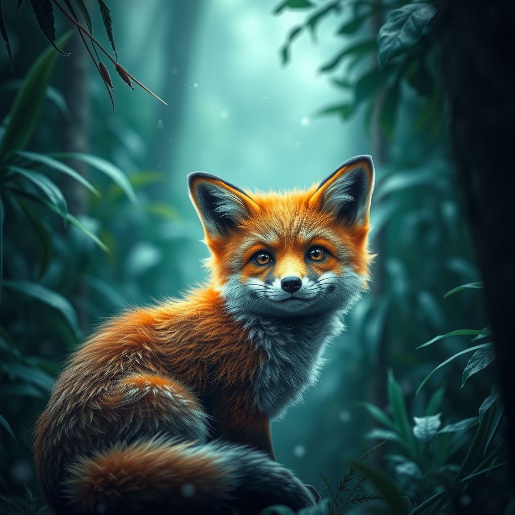 Fox in Rainforest: Detailed Matte Painting