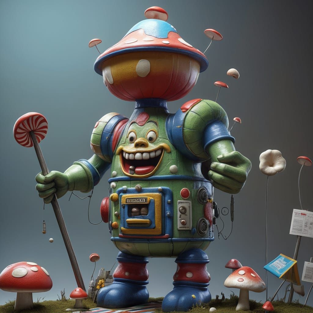 Vibrant Industrial Wonderland in Cartoonish Style