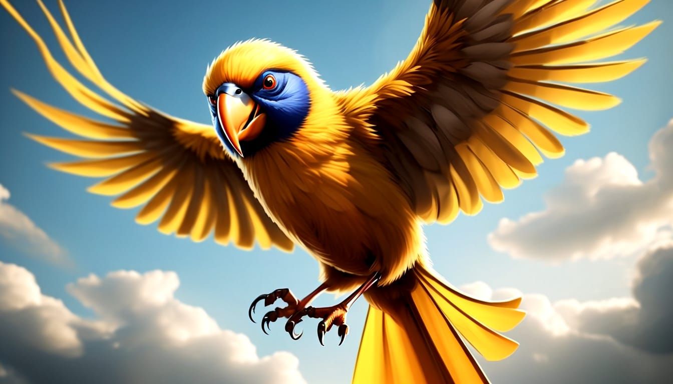Tense Cartoon Bird Confrontation in Photorealistic Style
