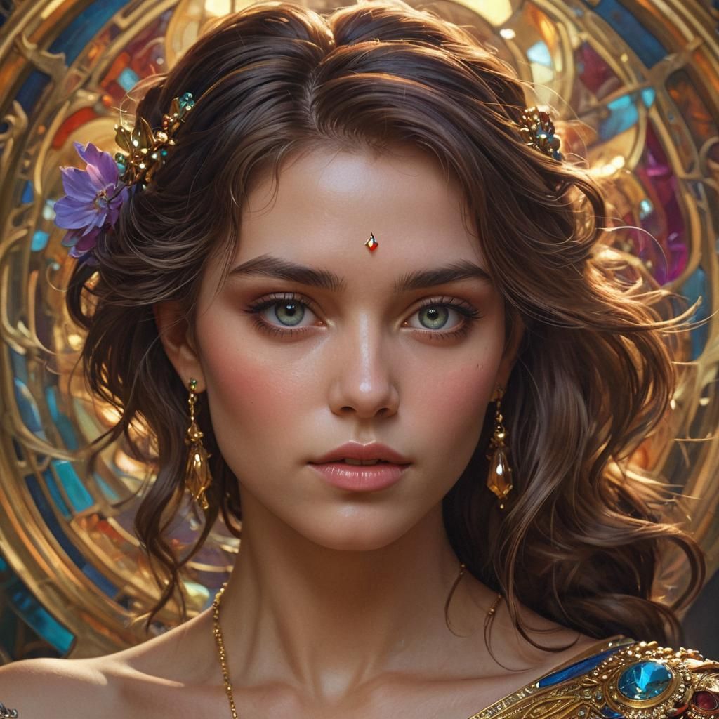 Confident Woman Portrait with Gold Accents