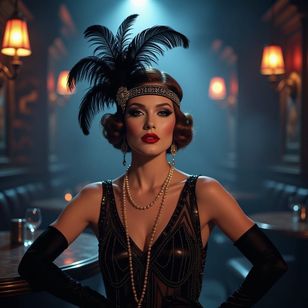 Gender Non-Conforming Flapper in Noir Speakeasy