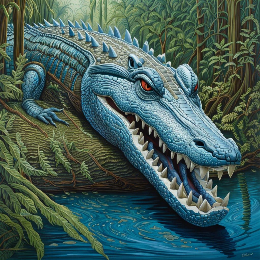 Robotic Crocodile Jaws near Crystal Blue River