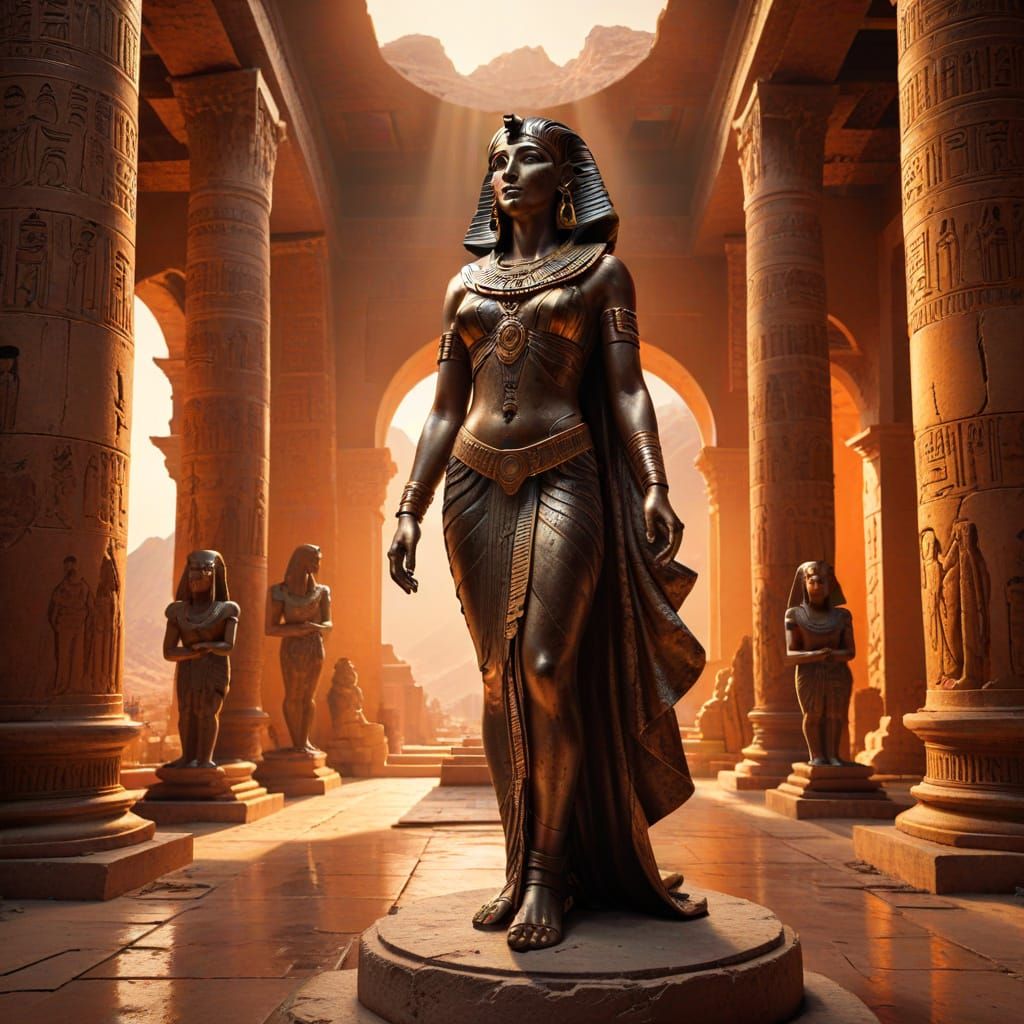 Bronze Cleopatra Statue in Dreamcore Style
