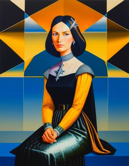 Woman in Oils, Diamond Cross-Section Portrait