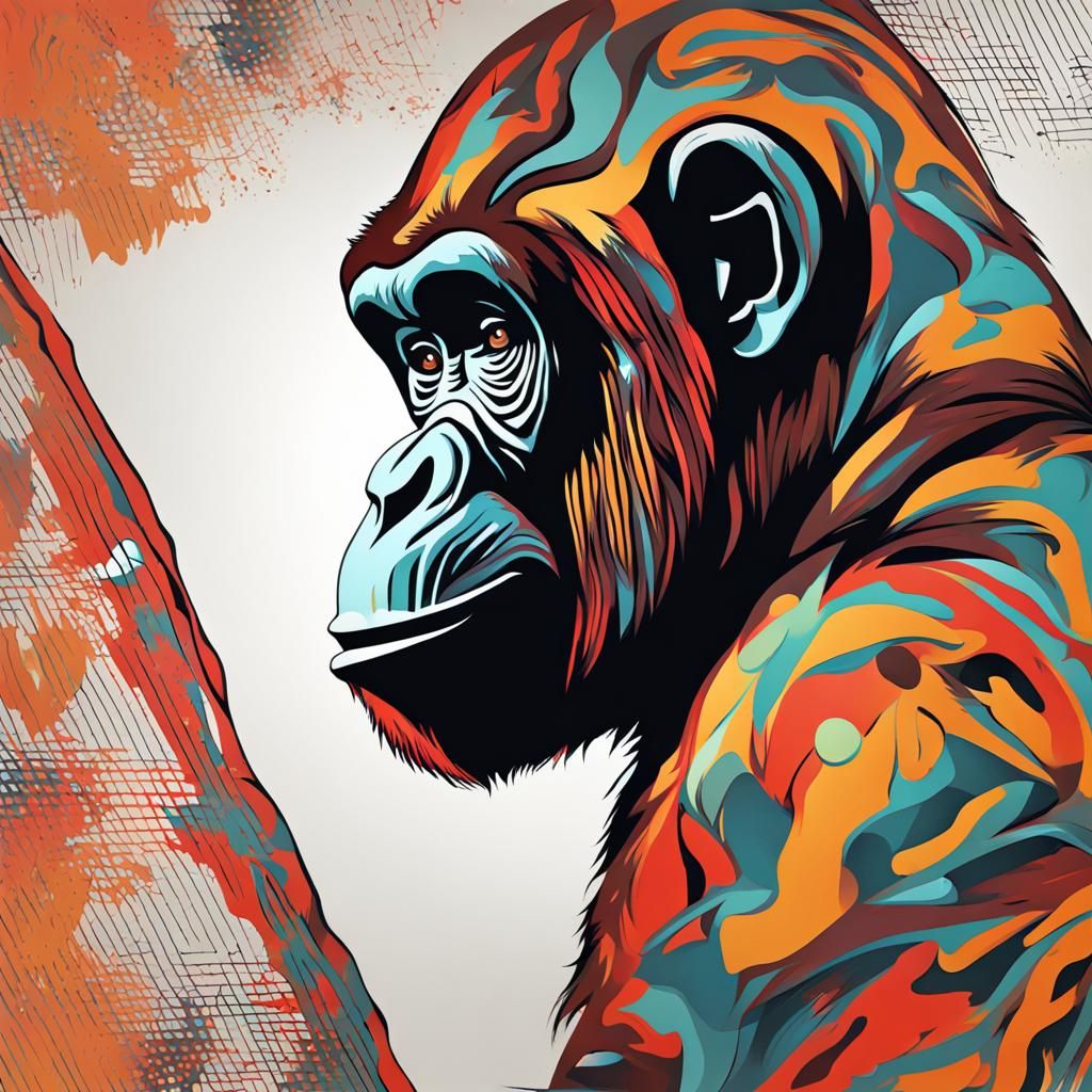 Abstract Ape Art with Complementary Colors