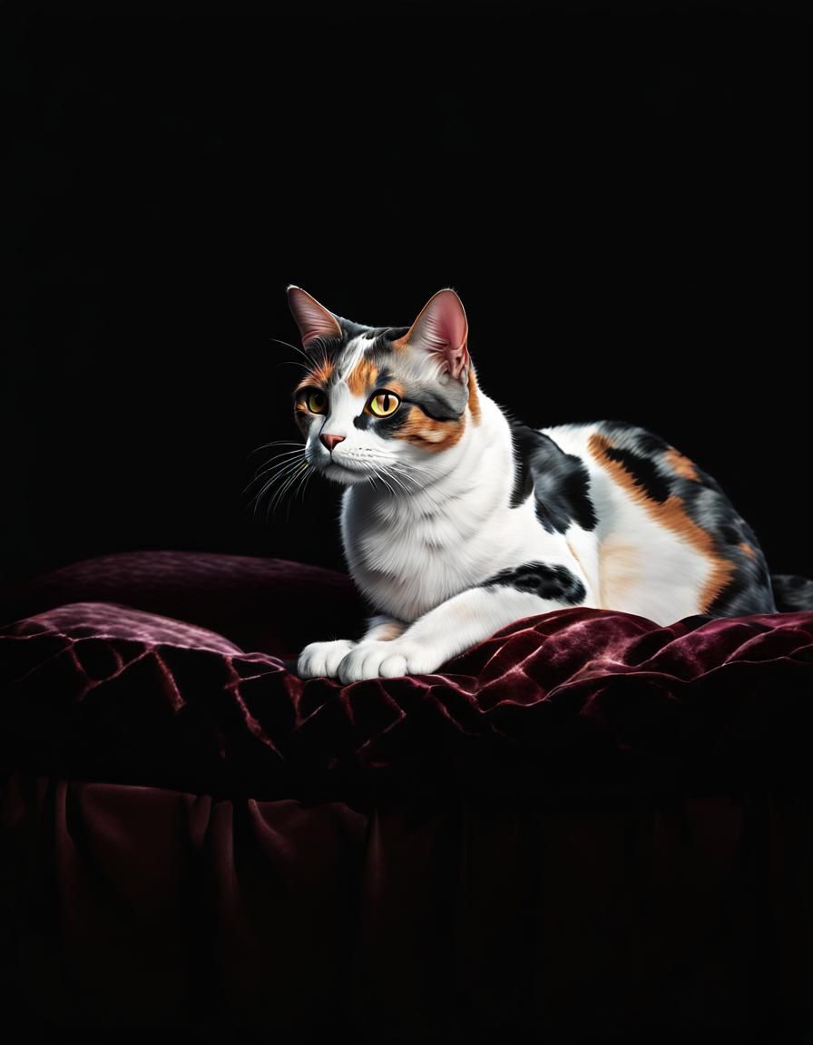Giant Calico Cat Portrait in Ash Thorp Style