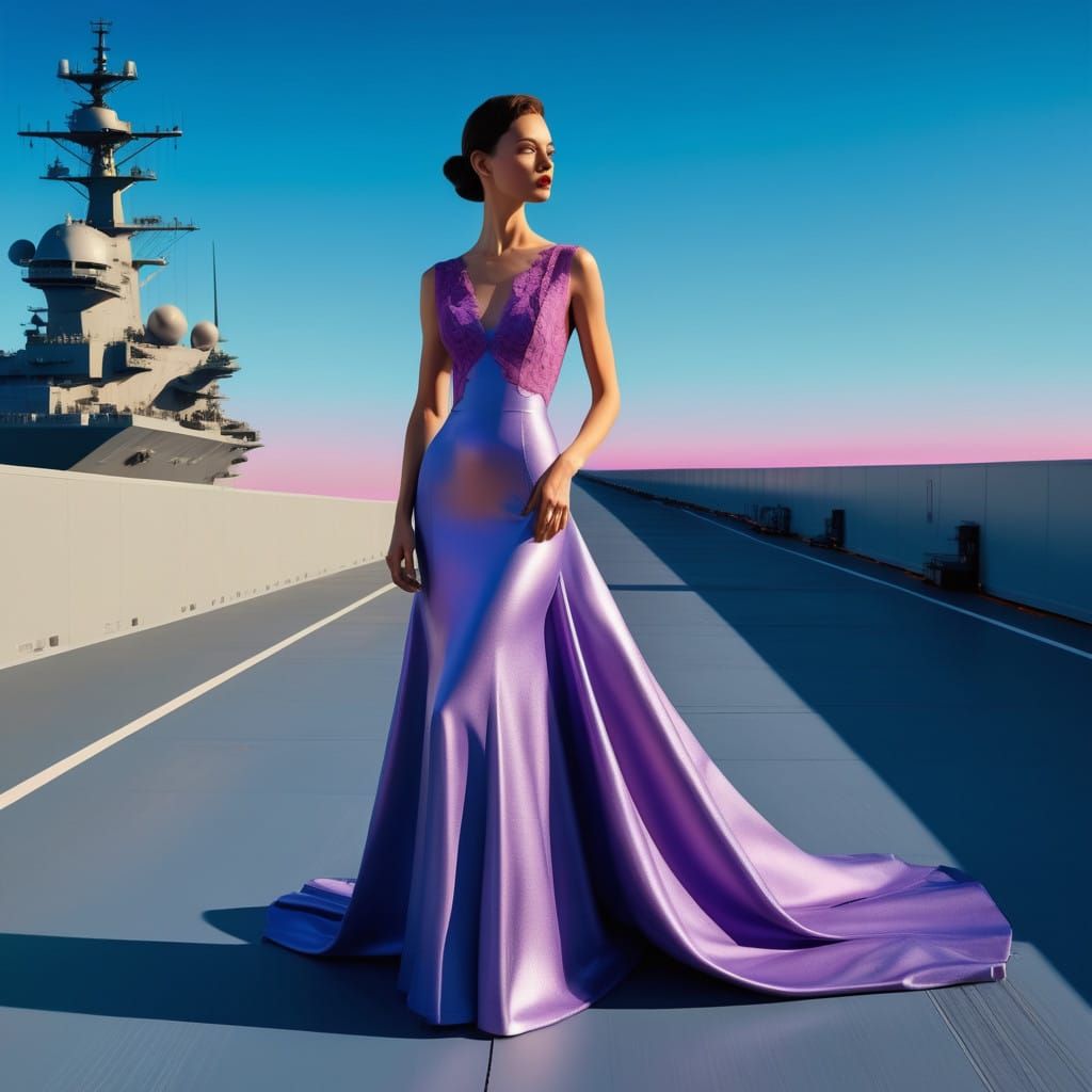 Elegant Woman in Metallic Twilight