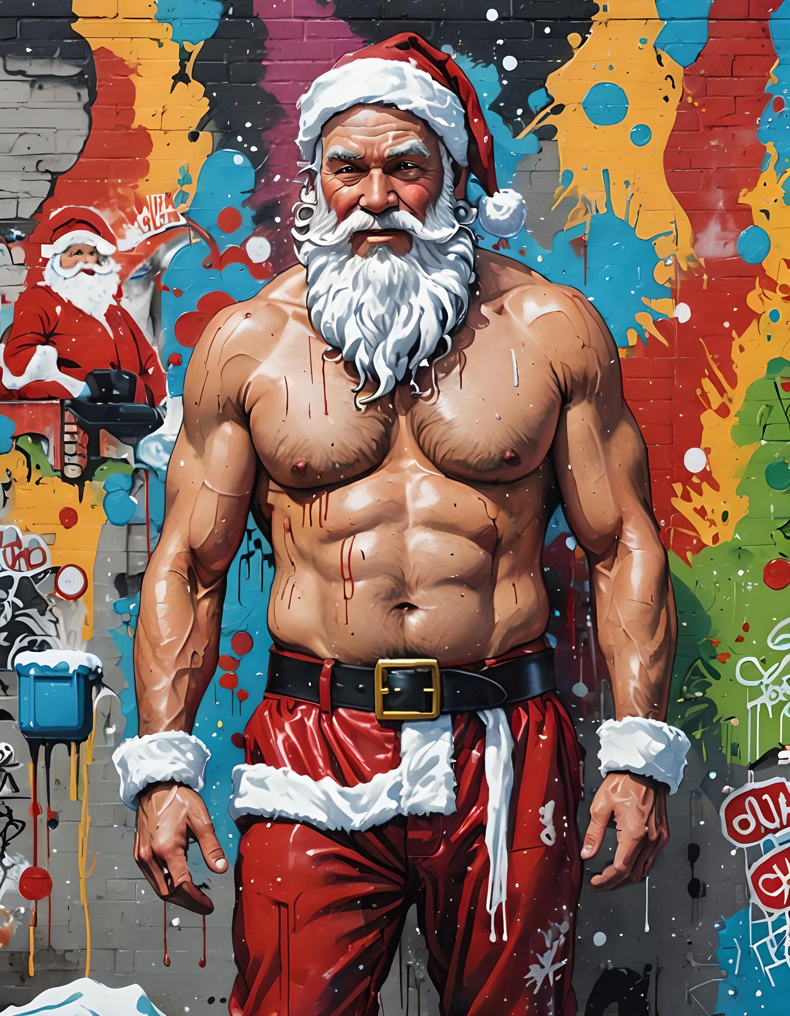 A shirtless very handsome and Sext version of Santa Clause a...