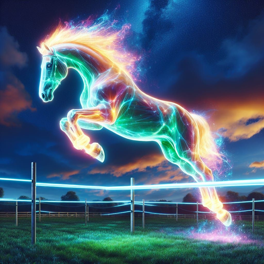 Glowing Horse Soars Through Magical Twilight