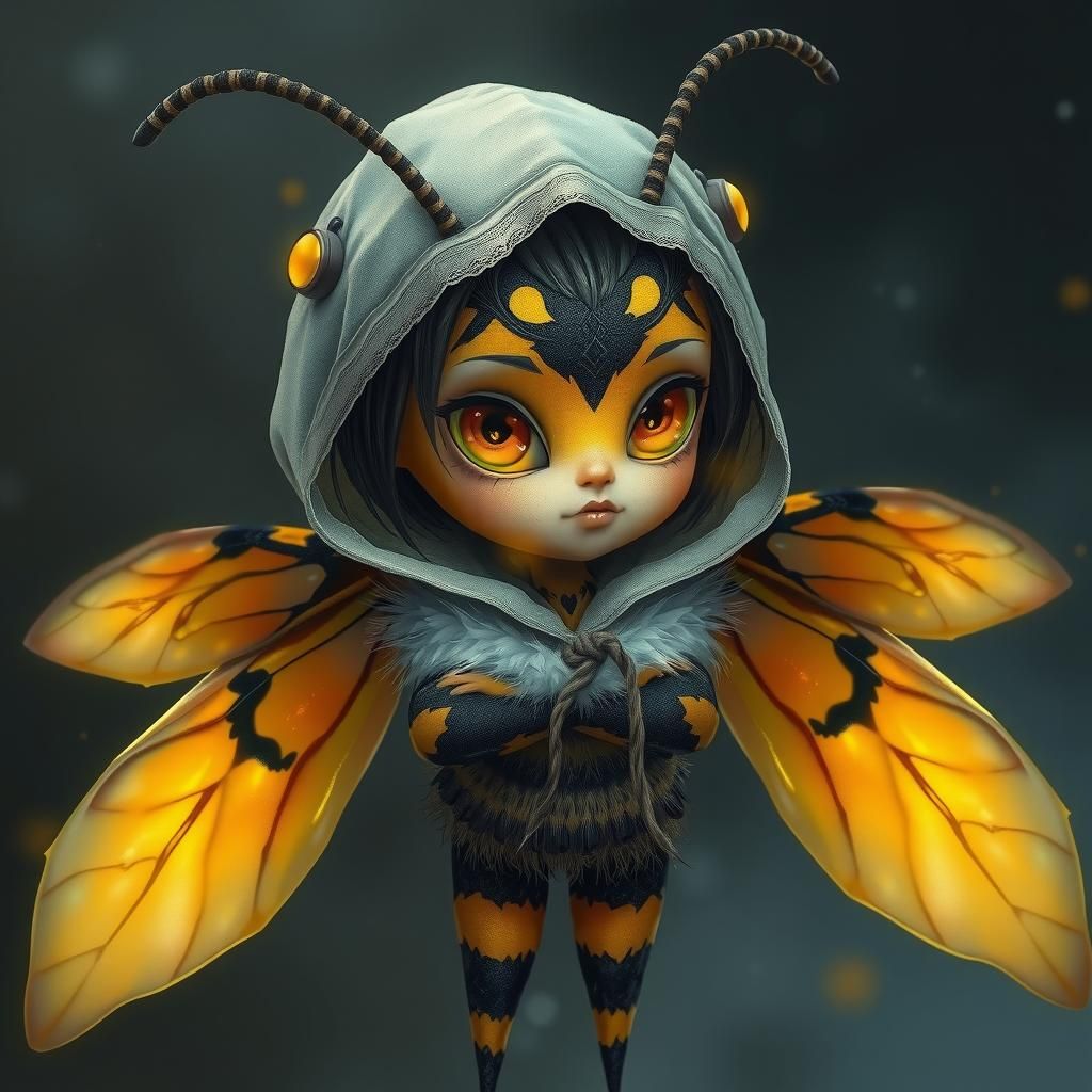 Adorable Hornet Girl in Dreamy Digital Art