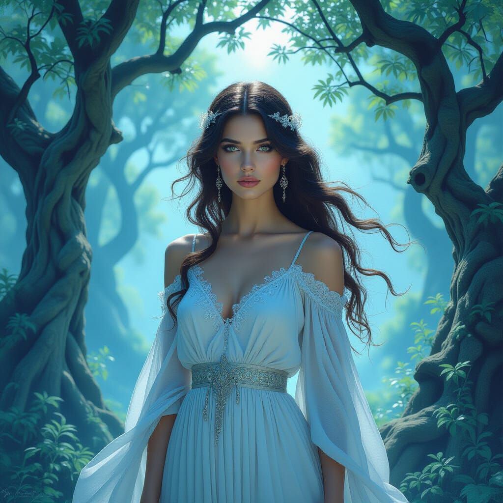 Ethereal Greek Goddess of Mist and Starlight