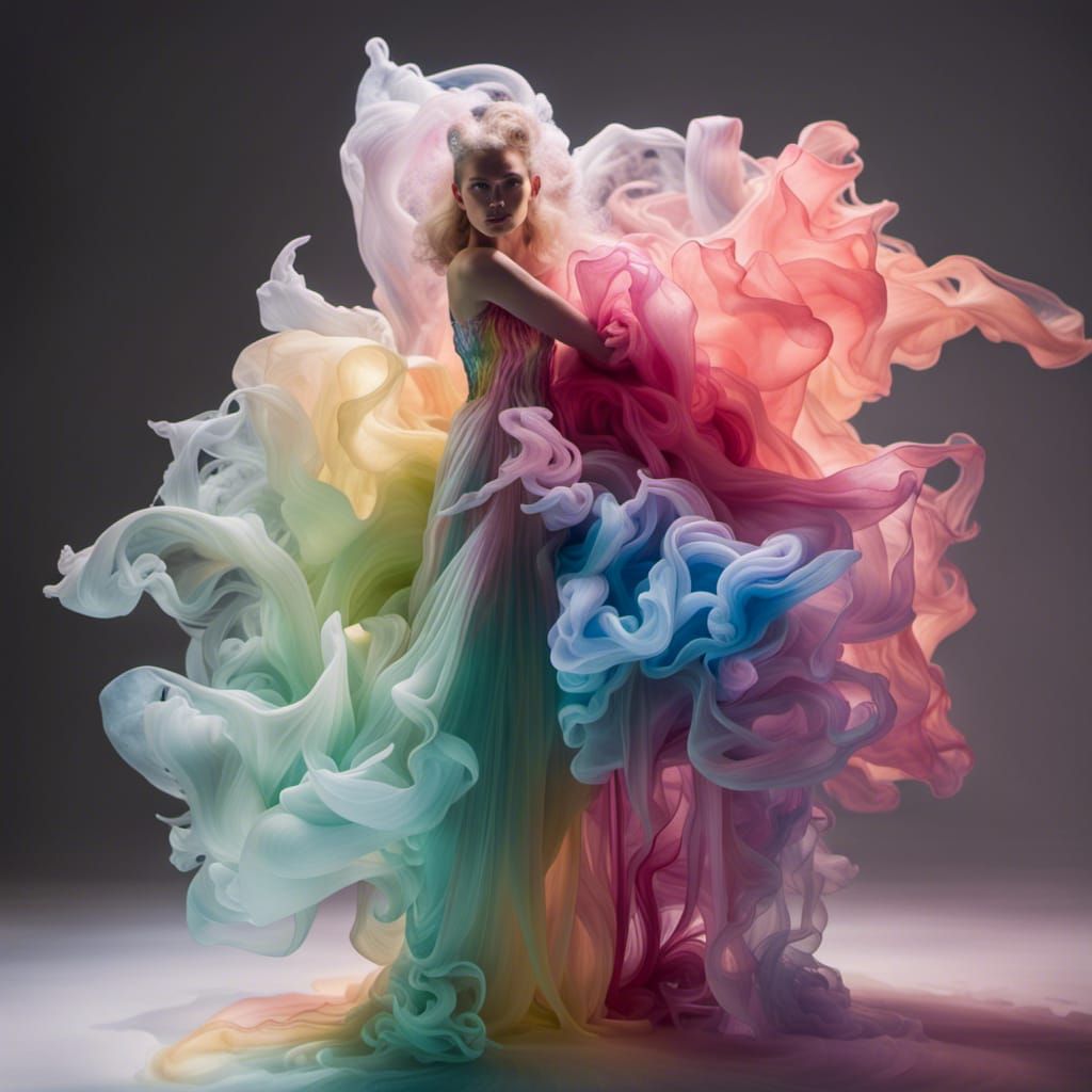 Candy Dress with Rainbow Liquid Couture Photograph