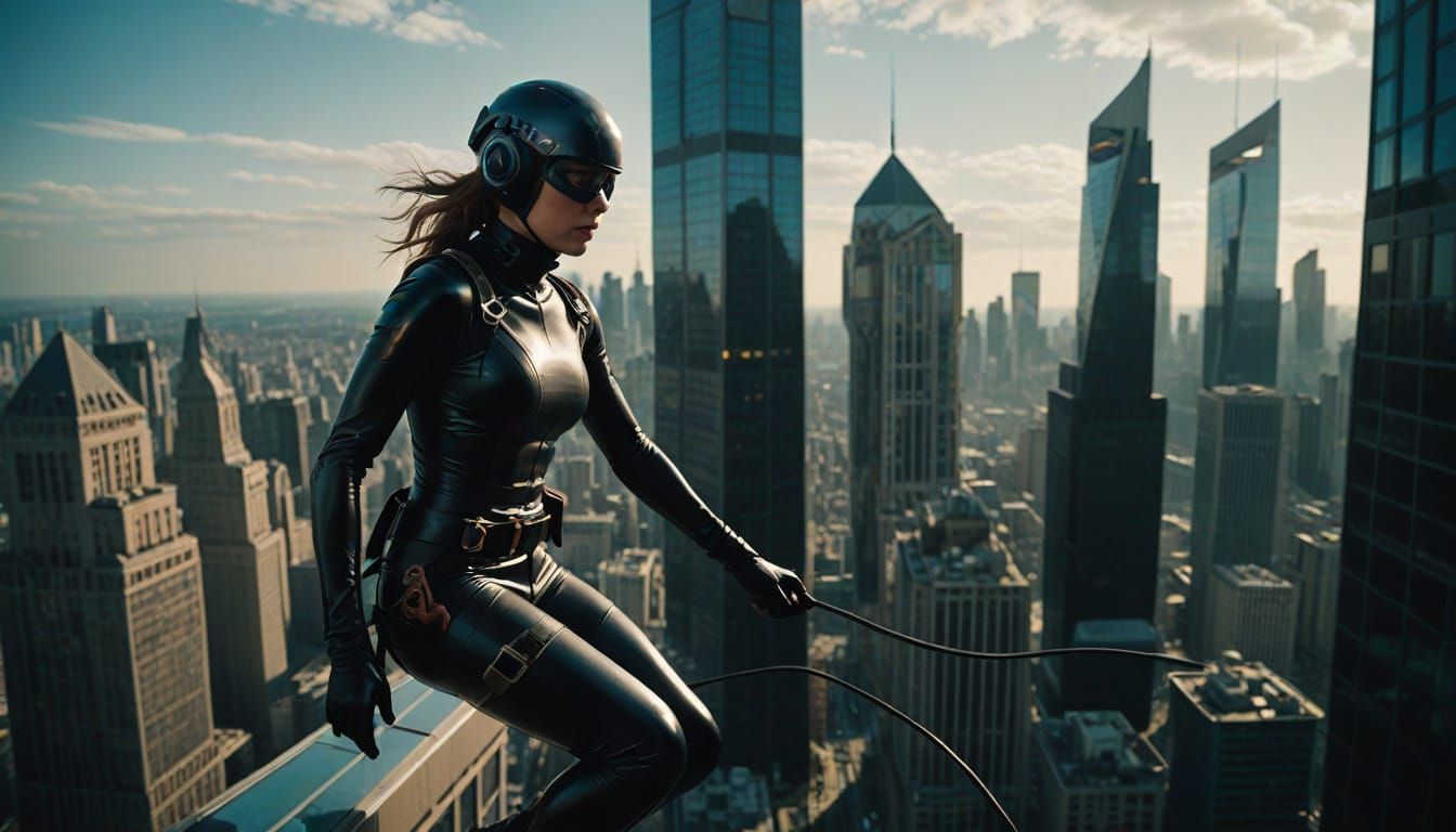Latex-Clad Spy Descends Futuristic Skyscraper in Cinematic F...