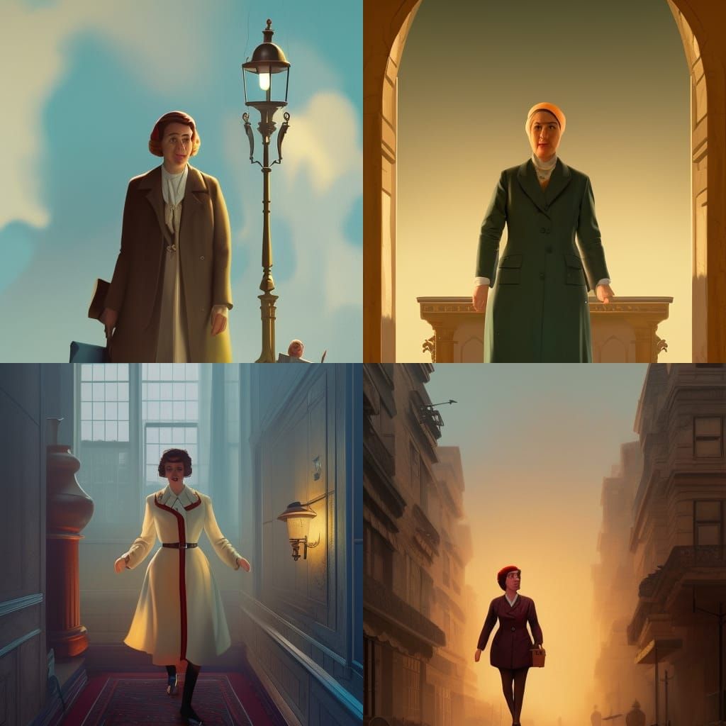 Agatha Christie in Wes Anderson Inspired Art Nouveau