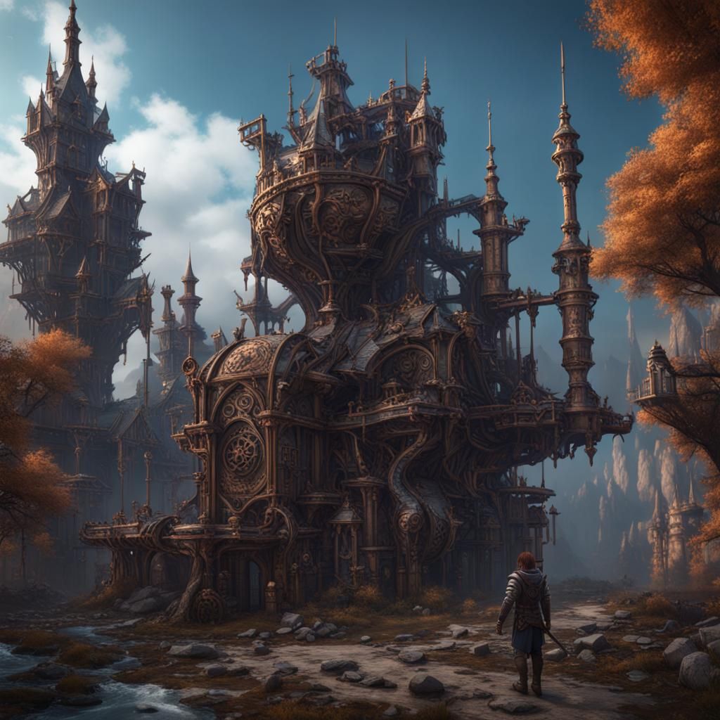 Mechanical Dark Elf in Detailed Matte Painting