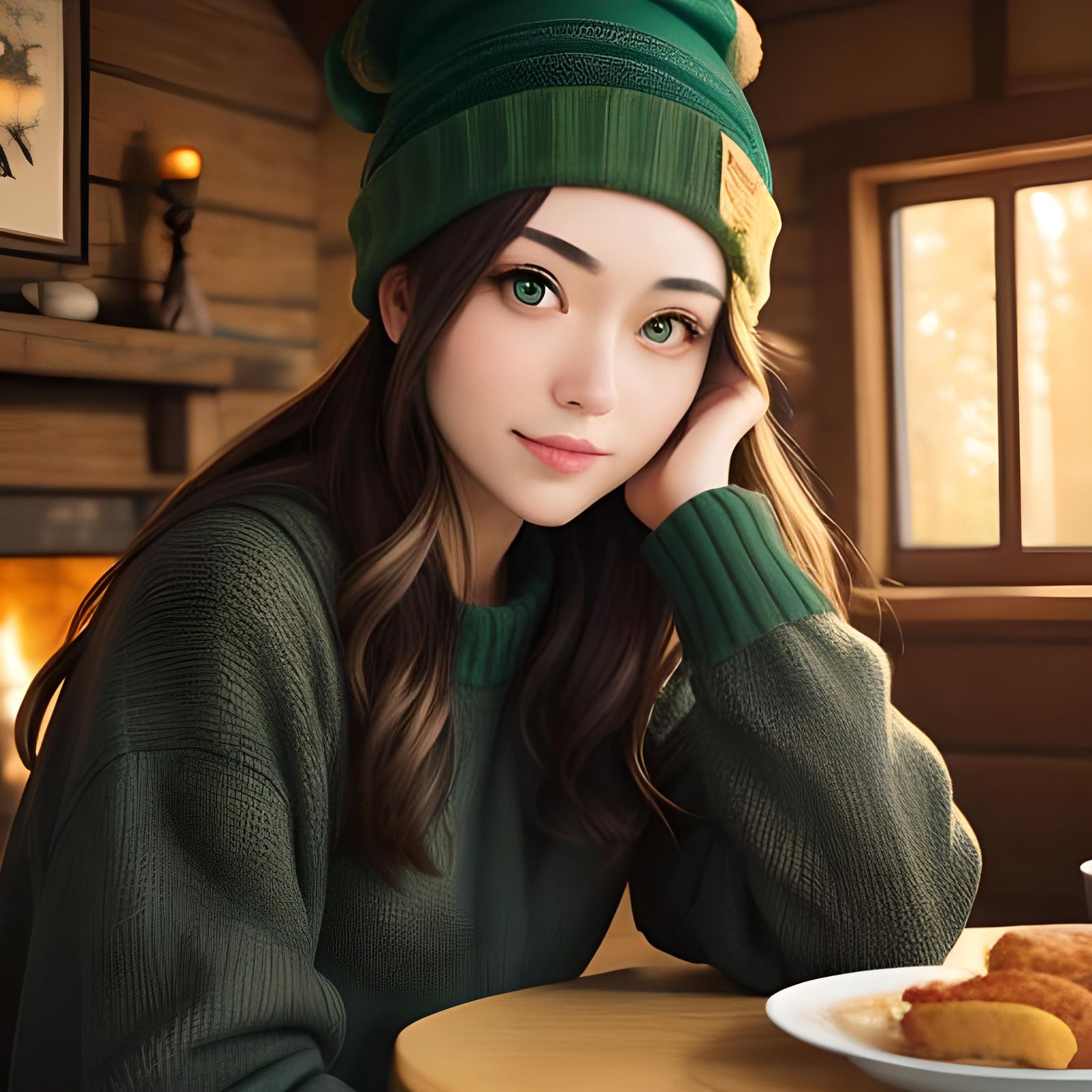 Portrait of Brunette with Beanie and Flannel