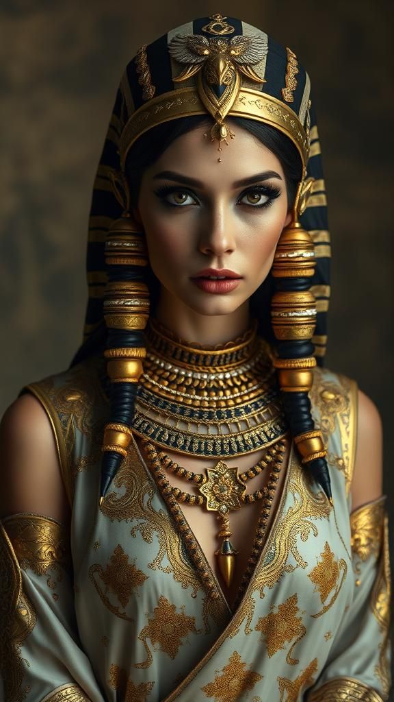 Beautiful Gothic lady Wearing  Pharaonic clothes , attractiv...