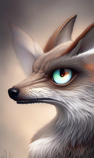 Hyperrealistic Dragon-Fox Portrait in Gritty Realism