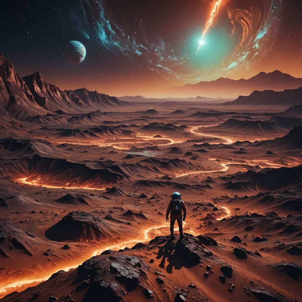 majestic rendition of Mars transformed into a surreal art pi...