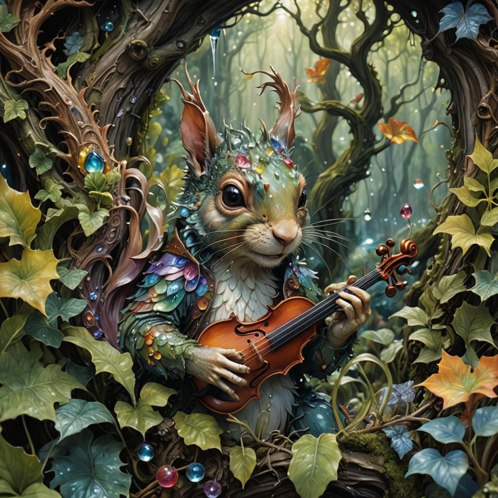 Fantasy Forest Scene in Hyper-Realistic Glass Art