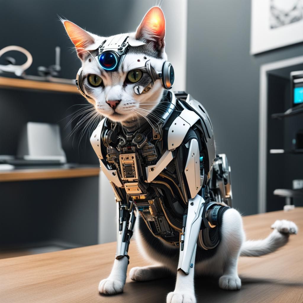 Futuristic Cat Cyborg