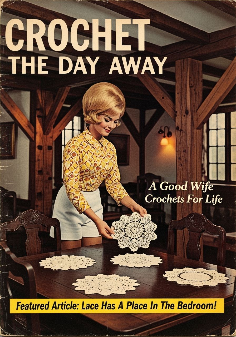 Retro 1960s Magazine Cover: Crochet The Day Away